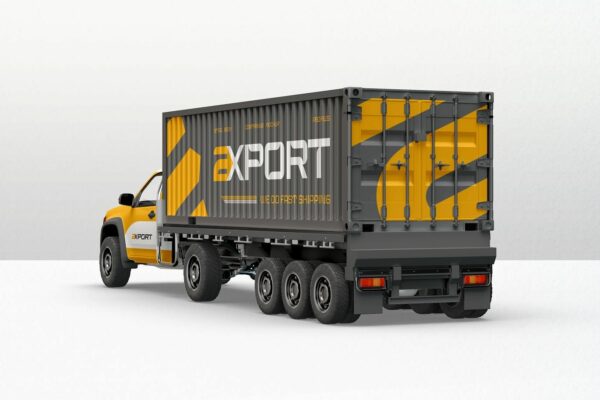 极简卡车货车汽车运输品牌集装箱外观设计展示PSD样机Cargo Shipping Truck Mockup