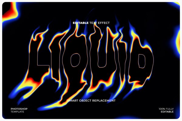 抽象液体流体渐变弥散光文本标题logo徽标特效PSD样机Liquid Gradient Text Effect