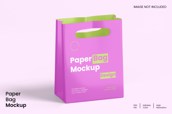 极简纸袋包装袋手提袋购物袋PSD样机Paper Bag Mockup