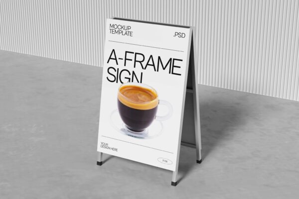 3款A型广告牌立牌海报设计展示PSD样机A-Frame Sign Board Mockup