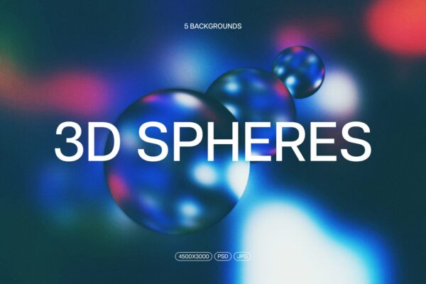 5款3D现代全息炫彩渐变抽象流体背景图片壁纸设计套装Abstract 3D Spheres