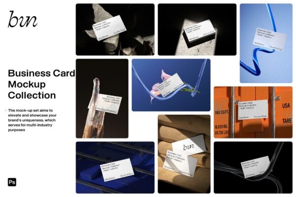 10款创意3D艺术品牌VI名片卡片设计展示PSD样机套装Business Card Mockup Collection-第7616期-