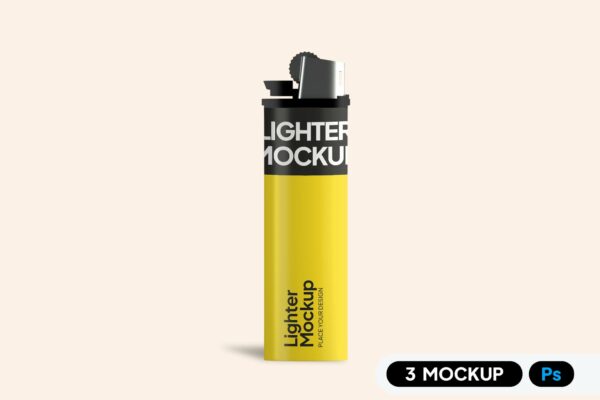 3款极简打火机外观设计展示PSD样机Classic Lighter mockup