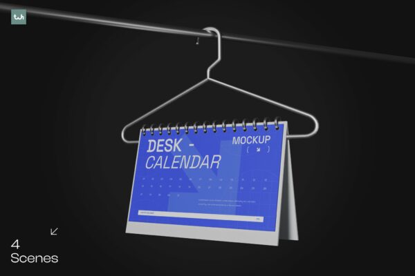 4款衣架上的台历日历设计展示PSD样机Desk Calendar on Hanger Mockup | 004