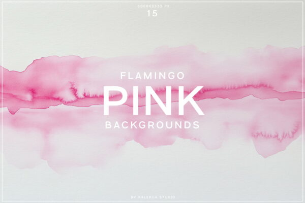 15款粉红色水彩水墨晕染抽象艺术背景纸张肌理背景图片Flamingo Pink Backgrounds