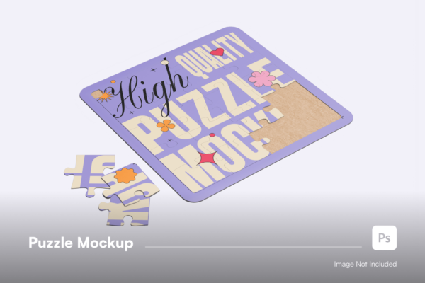 现代极简拼图印花设计展示PSD样机Puzzle Mockup