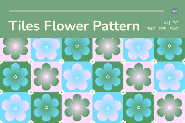 现代渐变弥散光花卉花朵无缝图案背景图片设计Seamless Gradient Tiles Flower Pattern | 002