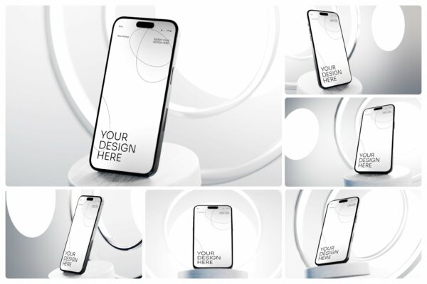 10款现代极简IPhone智能手机屏幕界面UI设计展示PSD样机Smartphone Lighting Mockup