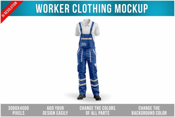 极简运动服T恤衬衫连体服印花设计展示PSD样机Worker Clothes Mockup