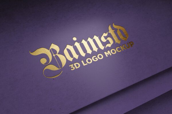 3D立体逼真烫金纸张凹印印刷文本标题logo徽标设计展示PSD样机Luxury Paper Logo Mockup