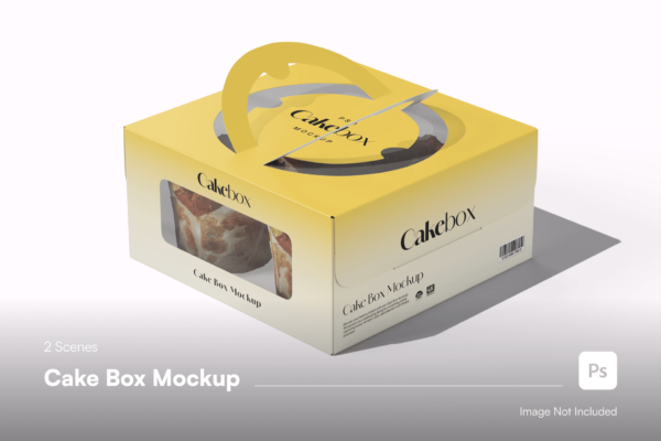 极简蛋糕包装盒礼品盒纸盒PD样机Cake Box Mockup