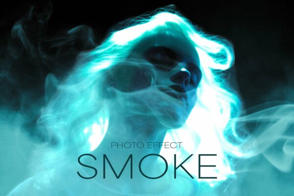 2款烟雾气体迷幻艺术图片后期叠加滤镜PSD特效样机Smoke Photo Effect