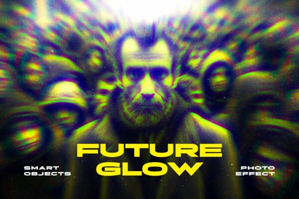 未来科技抽象艺术运动放大模糊PSD特效样机Future Glow Photo Effect