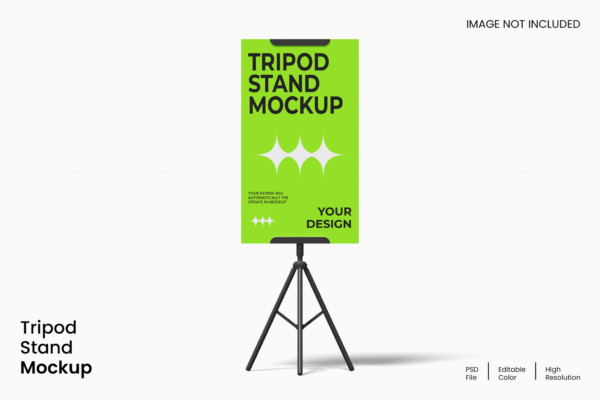 1款三角架立式海报广告牌设计展示PSD样机Tripod Stand Mockup