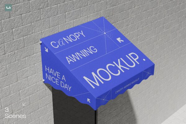 3款极简户外遮阳棚凉棚logo徽标设计展示PSD样机Canopy Awning Mockup | 004