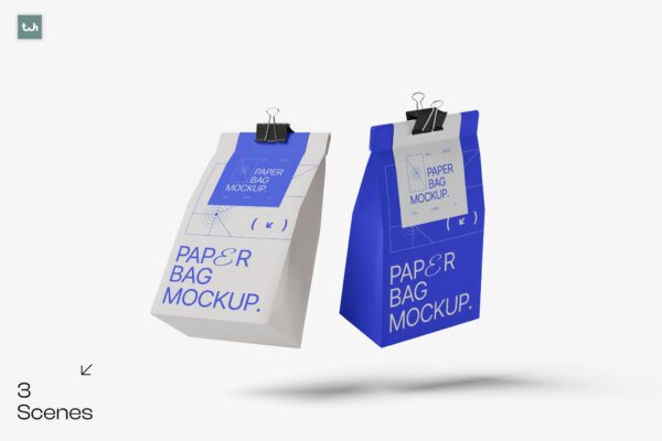 3款极简纸袋包装袋礼品袋自封袋自立袋PSD样机Paper Bag Packaging Mockup | 004