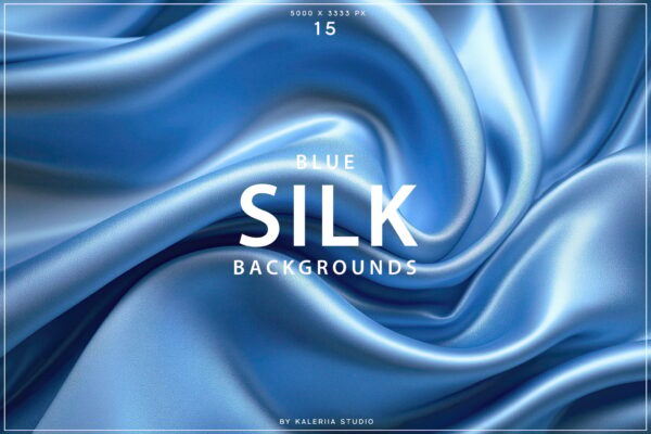 15款质感蓝色丝绸绸缎布料背景肌理纹理Blue Silk Backgrounds