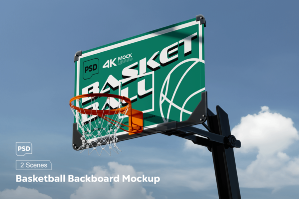 2款极简篮球框篮板海报插画印花设计展示PSD样机Basketball Backboard Mockup