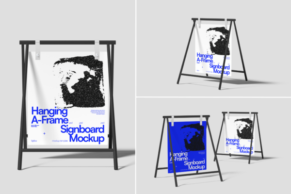 4款现代极简A型广告牌立牌展架海报设计展示PSD样机Hanging A-Frame Signboard Mockup 002