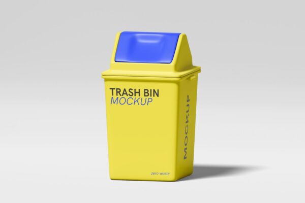 极简垃圾桶塑料桶外观设计展示PSD样机Trash Bin Mockup