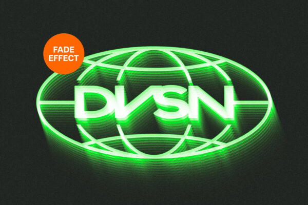 3D立体夜光发光文本标题logo徽标PSD特效样机Fade Text & Logo Effect