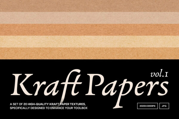 20款复古高清牛皮纸纸张纹理肌理背景图片设计套装Kraft Paper Textures Vol.1-第7948期-