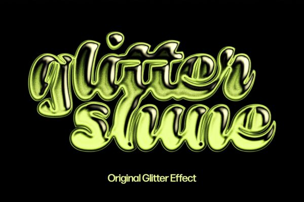 3D立体金属镀铬文本标题logo徽标特效PSD样机Glitter Slime Text Effect