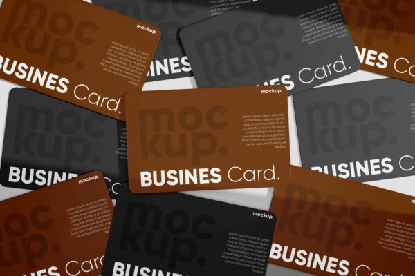 现代极简名片卡片散落堆叠设计展示PSD样机Business Card Mockup