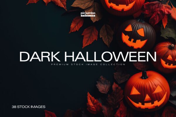 38款黑暗万圣节南瓜森林秋季落叶高清背景图片壁纸设计套装Dark Halloween-第8006期-