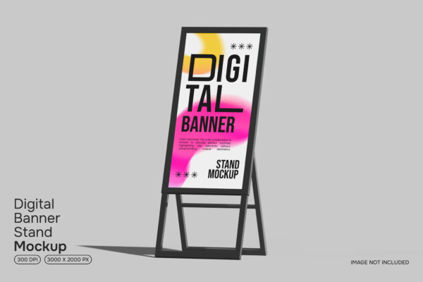 极简数字立牌A型展架广告牌海报设计展示PSD样机Digital Banner Stand Mockup