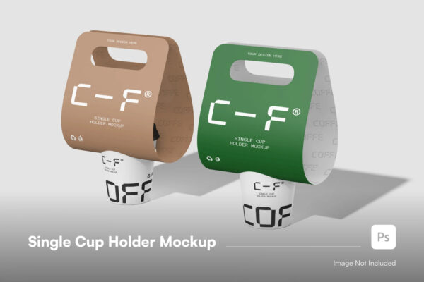 2款极简手提纸杯咖啡杯纸盒杯架设计展示PSD样机Cup Holder Mockup