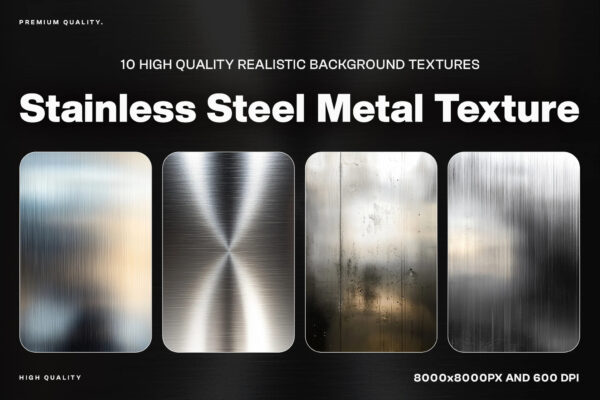 10款银色金属不锈钢背景肌理纹理图片设计套装10 Stainless Steel Metal Texture