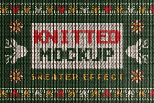 复古针织毛衣肌理叠加PSD特效样机1# Knitted Sweater Effect Mockup