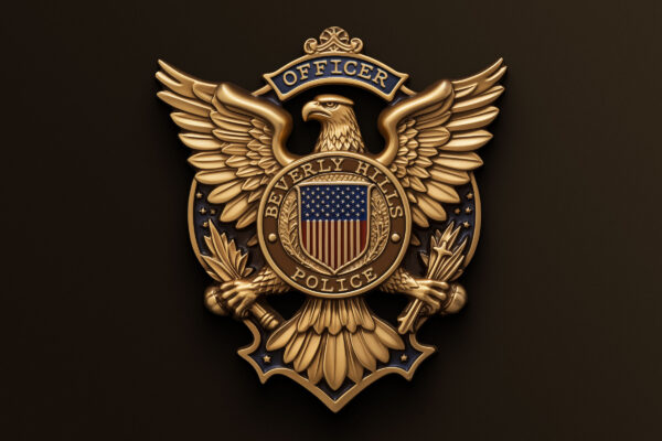 3D立体美式老鹰警徽logo徽标金属镀铬文本标题PSD特效样机Police – Army – Sheriff Badge No. 1 Template