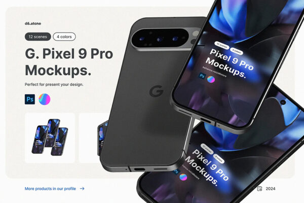 12款极简Google Pixel 3 Pro安卓手机UI界面壁纸广告设计展示PSD样机Google Pixel 9 Pro Mockups-第8197期-