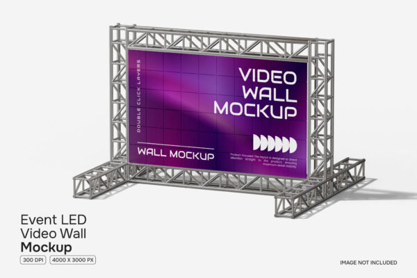 极简演唱会活动LED舞台背景板广告牌设计展示PSD样机Event LED Video Wall Mockup