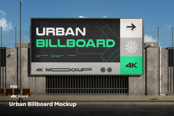 户外城市街道广告牌banner海报设计展示PSD样机Urban Street Billboard Mockup