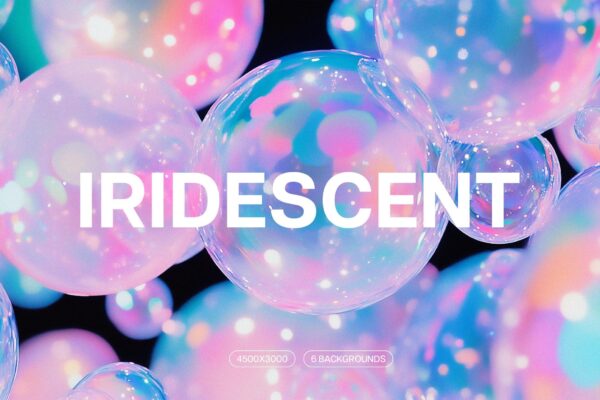 6款全息梦幻未来炫彩气泡水泡抽象艺术背景图片壁纸套装Iridescent Bubbles: Backgrounds