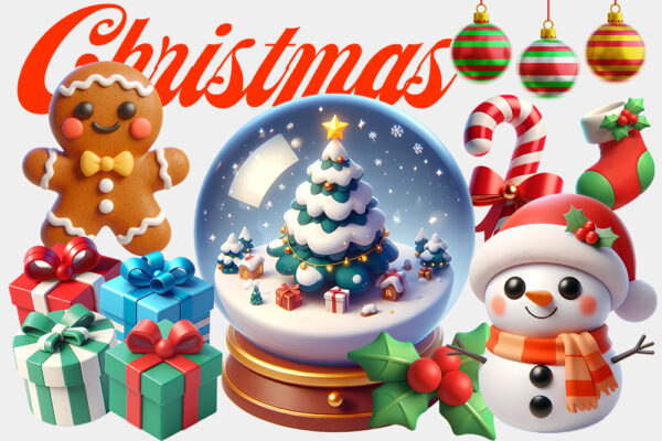 26款3D圣诞节趣味卡通新年icon图标PNG免扣插画插图设计套装Christmas 3D Icon Pack-第8298期-