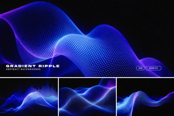 4款现代科技未来粒子波浪渐变背景图片壁纸Gradient Particle Wave Modern Abstract Background