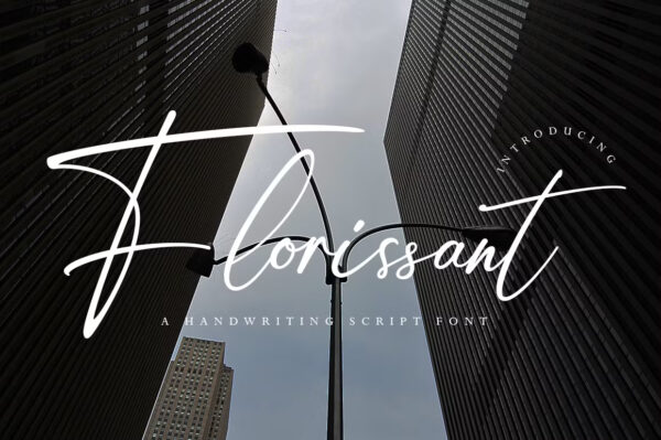 优雅潇洒魅力连笔标题排版logo手写西文英文字体Florissant – Handwriting Font