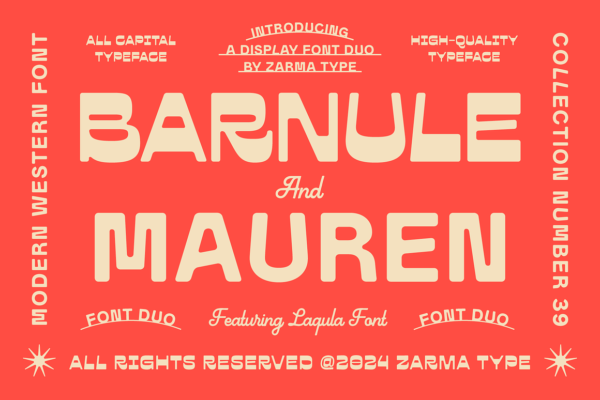 复古现代西部风情魅力艺术logo徽标西文英文字体组合Barnule & Mauren – Western Font Duo