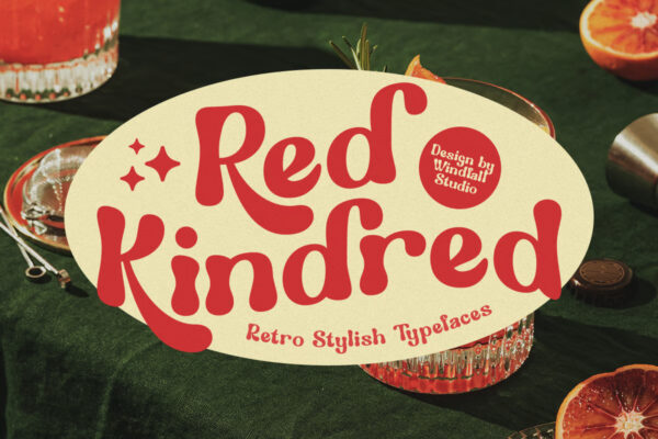 复古趣味新艺术迷幻Y2K标题logo排版西文英文手写衬线字体Red Kindred – Retro Display Font