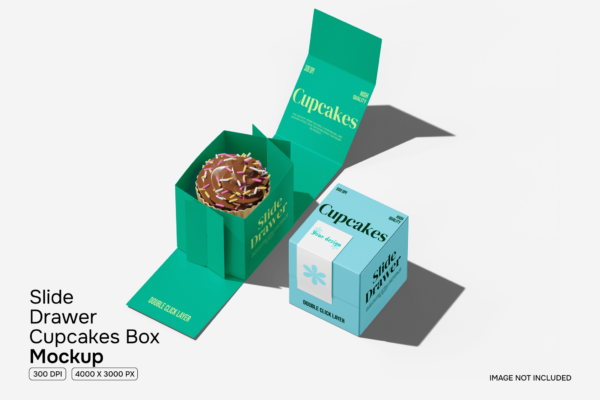 极简蛋糕甜点食品外卖包装盒纸盒礼品盒PSD样机Cake Box Mockup