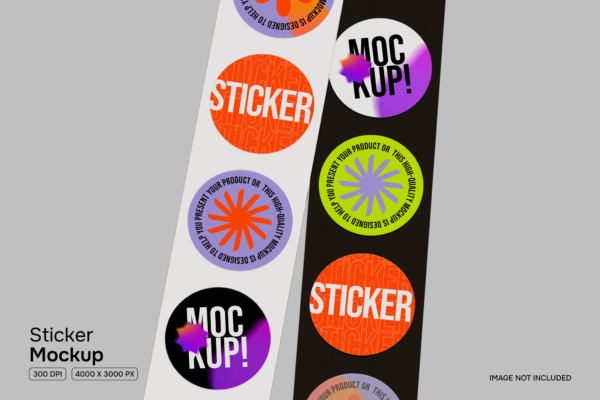 极简圆形贴纸logo徽标设计展示PSD样机Sticker Mockup