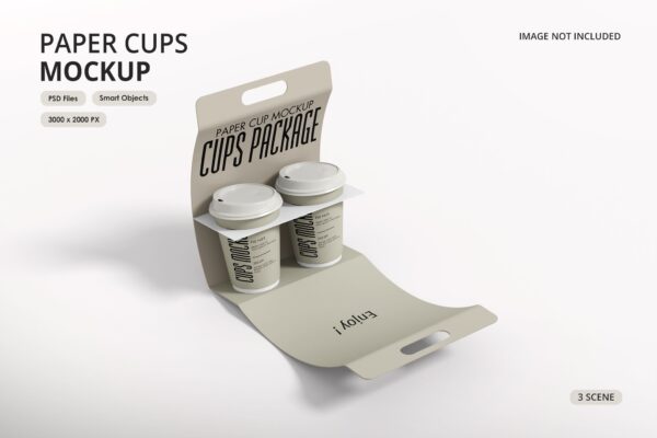 极简手提杯架支架咖啡杯纸杯外卖杯设计展示PSD样机Cups mockup