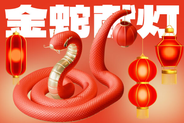 13款新年蛇年跨年春节灯笼建筑icon图标PNG插画Blender模型设计套装Chinese New Year Of Snake 3D Icon Pack