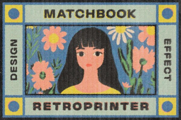 复古半调颗粒打印印刷纸张肌理叠加PSD特效样机Retro Matchbook Printer Effect-第8436期-