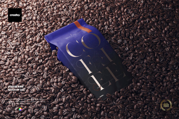 16款极简现代咖啡豆包装袋塑料袋自封袋自立袋PSD样机套装Coffee Bag Mockup Set-第8480期-