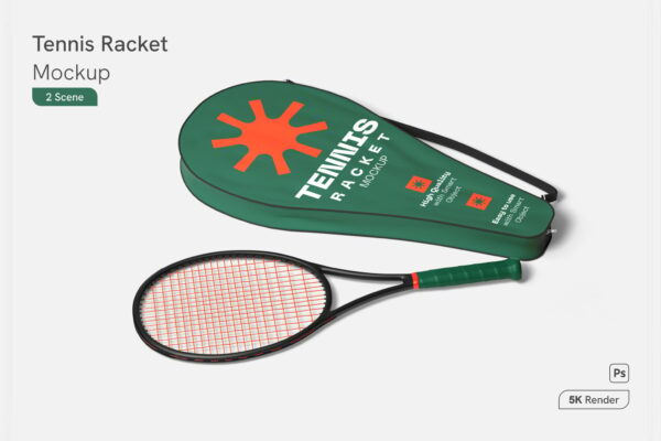 极简网球拍球拍包印花设计展示PSD样机Tennis racket mockup